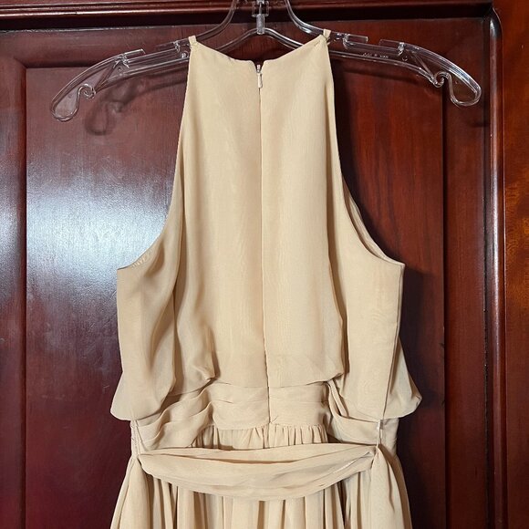 JJ's House Cream-Colored Double-Lined Halter Bridesmaid/Prom Gown, Size 2 - Picture 3 of 12